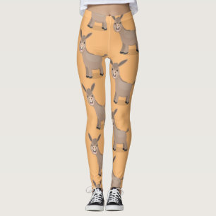 Cute happy mini donkey cartoon illustratie leggings