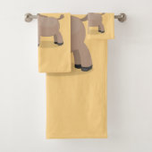 Cute happy miniature donkey cartoon bad handdoek (Insitu)