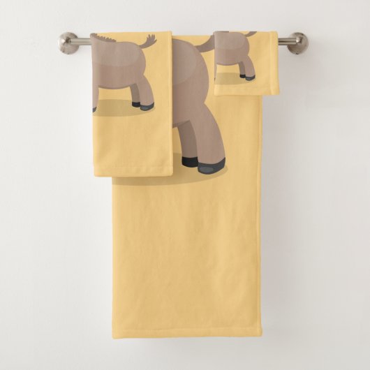 Cute happy miniature donkey cartoon bad handdoek (Insitu)