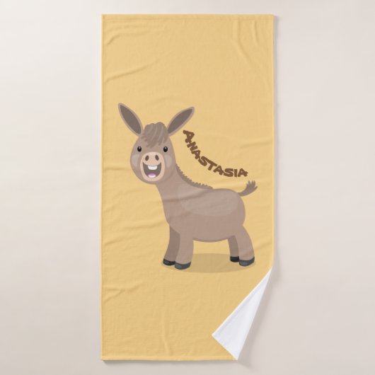 Cute happy miniature donkey cartoon bad handdoek (Badhanddoek)