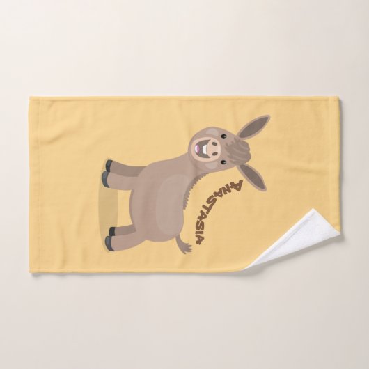 Cute happy miniature donkey cartoon bad handdoek (Handdoek)