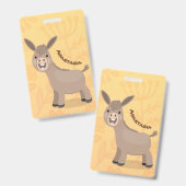 Cute happy miniature donkey cartoon badge (Voor- en achterkant)