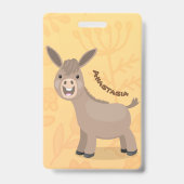 Cute happy miniature donkey cartoon badge (Achterkant)
