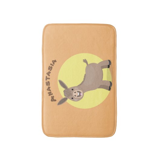 Cute happy miniature donkey cartoon badmat (Voorkant Verticaal)