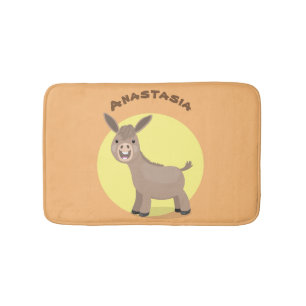 Cute happy miniature donkey cartoon badmat