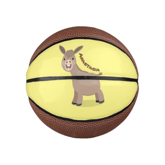 Cute happy miniature donkey cartoon basketbal (Voorkant)