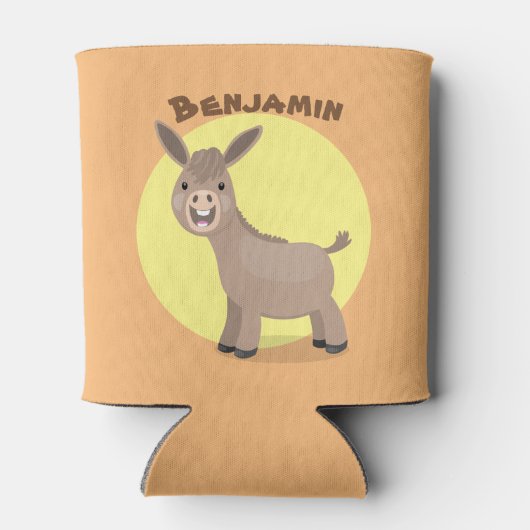 Cute happy miniature donkey cartoon blikjeskoeler (Achterkant)