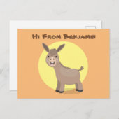 Cute happy miniature donkey cartoon briefkaart (Voorkant / Achterkant)
