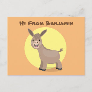 Cute happy miniature donkey cartoon briefkaart