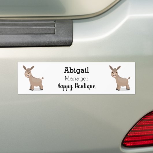 Cute happy miniature donkey cartoon bumpersticker (Op auto)