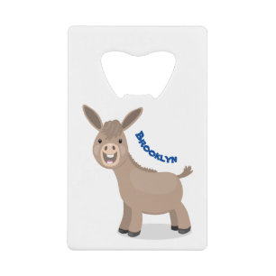Cute happy miniature donkey cartoon creditkaart flessenopener