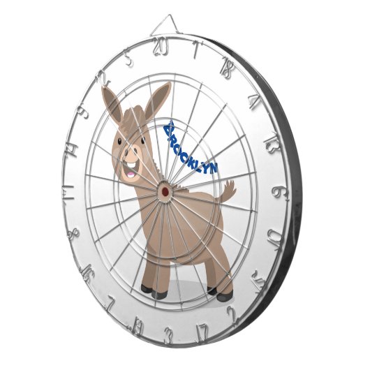 Cute happy miniature donkey cartoon dartbord (Voorkant Rechts)