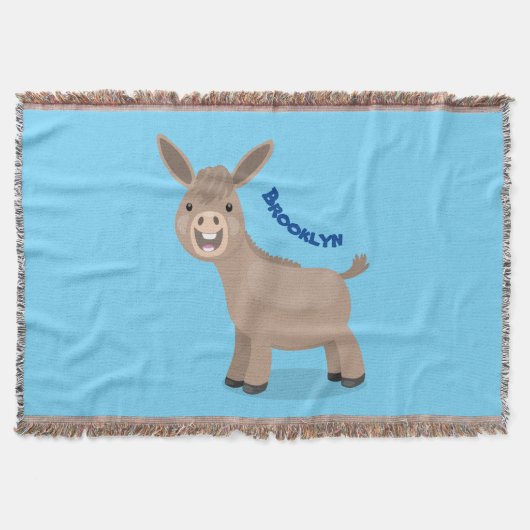 Cute happy miniature donkey cartoon deken (Voorkant)