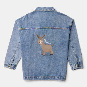 Cute happy miniature donkey cartoon denim jacket