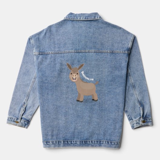 Cute happy miniature donkey cartoon denim jacket (Achterkant)
