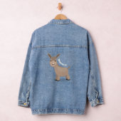 Cute happy miniature donkey cartoon denim jacket (Hangar)
