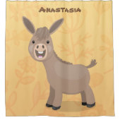 Cute happy miniature donkey cartoon douchegordijn (Voorkant)