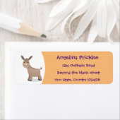Cute happy miniature donkey cartoon etiket (Insitu)