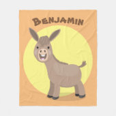 Cute happy miniature donkey cartoon fleece deken (Voorkant)