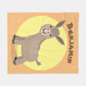 Cute happy miniature donkey cartoon fleece deken (Voorkant (Horizontaal))
