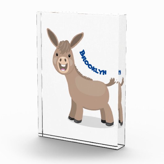 Cute happy miniature donkey cartoon fotoblokken (Rechts)