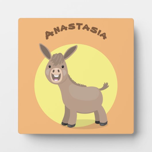 Cute happy miniature donkey cartoon fotoplaat (Voorkant)