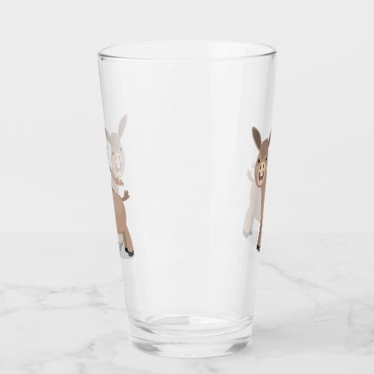 Cute happy miniature donkey cartoon glas (Links)