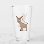 Cute happy miniature donkey cartoon glas (Voorkant)