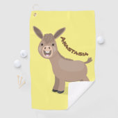 Cute happy miniature donkey cartoon golfhanddoek (Insitu)