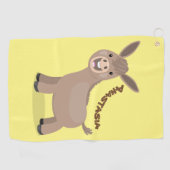 Cute happy miniature donkey cartoon golfhanddoek (Horizontaal)