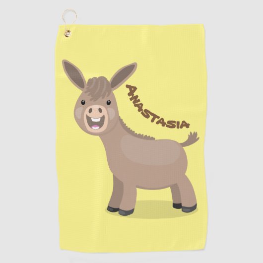 Cute happy miniature donkey cartoon golfhanddoek (Voorkant)