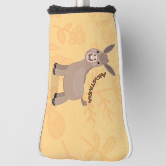Cute happy miniature donkey cartoon golfheadcover (Draai 90)