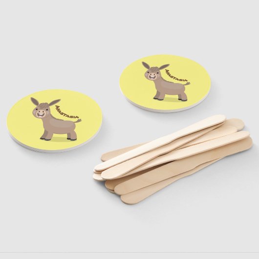 Cute happy miniature donkey cartoon handwaaier (Niet-gemonteerd)