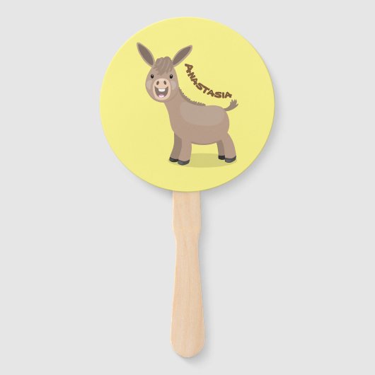Cute happy miniature donkey cartoon handwaaier (Voorkant)