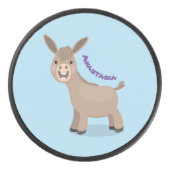 Cute happy miniature donkey cartoon hockey puck (Voorkant)