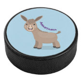 Cute happy miniature donkey cartoon hockey puck (3/4)