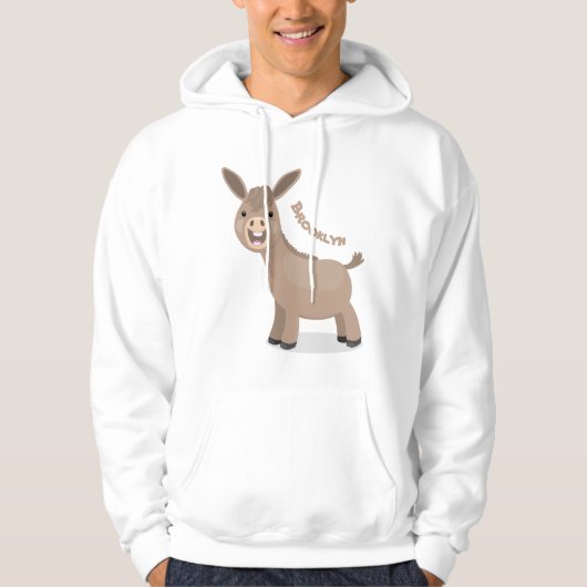 Cute happy miniature donkey cartoon hoodie (Voorkant)