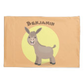 Cute happy miniature donkey cartoon kussensloop (Achterkant)