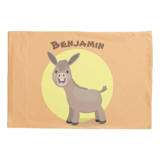 Cute happy miniature donkey cartoon kussensloop (Achterkant)