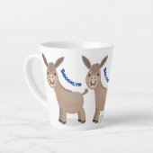 Cute happy miniature donkey cartoon latte mok (Linkerhoek)