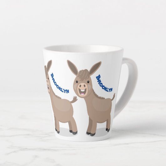 Cute happy miniature donkey cartoon latte mok (Rechterhoek)