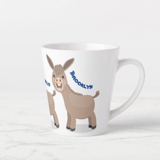 Cute happy miniature donkey cartoon latte mok (Rechts)