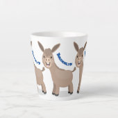 Cute happy miniature donkey cartoon latte mok (Voorkant)