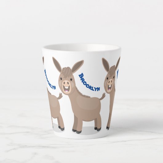 Cute happy miniature donkey cartoon latte mok (Voorkant)