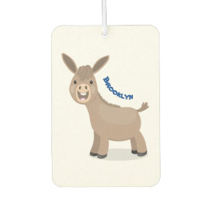 Cute happy miniature donkey cartoon luchtverfrisser