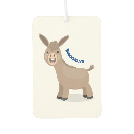 Cute happy miniature donkey cartoon luchtverfrisser (Voorkant)