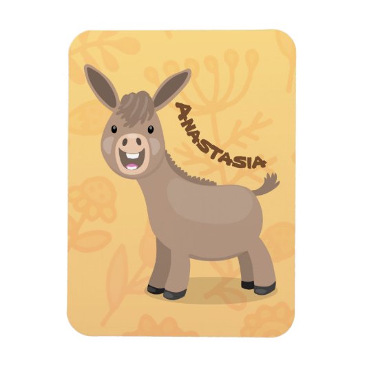 Cute happy miniature donkey cartoon magneet (Verticaal)