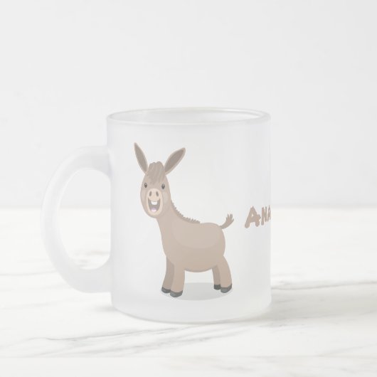 Cute happy miniature donkey cartoon matglas koffiemok (Links)