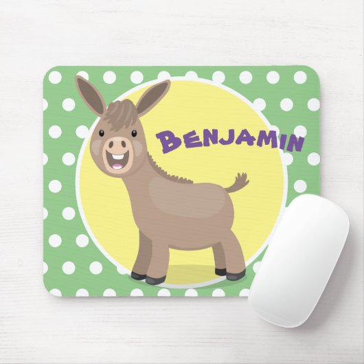 Cute happy miniature donkey cartoon muismat (Met muis)