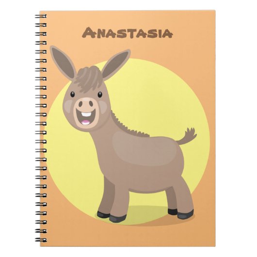 Cute happy miniature donkey cartoon notitieboek (Voorkant)